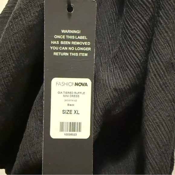 Fashion Nova- Gia Tiered Ruffle Mini Dress -Black- XL- LBD HoCo-Small Flaw- NWT - Picture 8 of 10